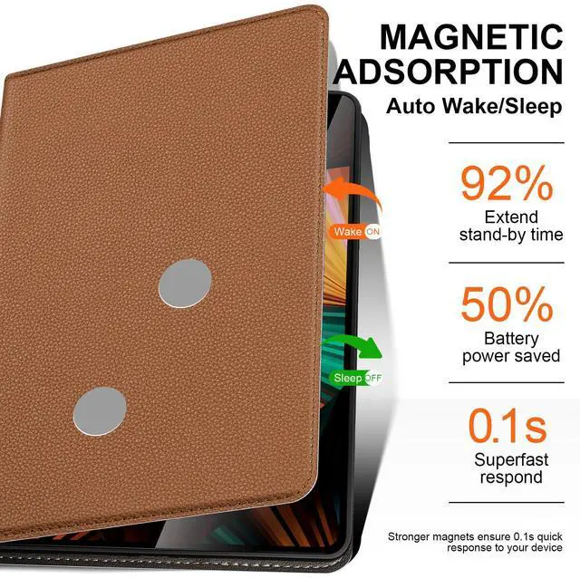 Alt view image 5 of 5 - XFYKJIN Case for iPad Pro 12.9 in 6th / 5th/ 4th /3th Gen 2022/2021/2020/2018, Leather Protective Shockproof Smart Cover Adjustable Stand - Auto Wake/Sleep and Multiple View Angles, Brown