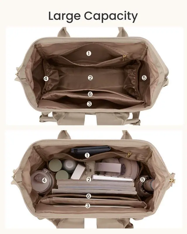 Alt view image 4 of 5 - LOVEVOOK Laptop Backpack for Women with Giant Tumbler Holder Pocket, 17 inch Travel Work Backpack Purse for Nurse Teacher, Waterproof School Bag College Bookbag Cute Casual Daypack for Girls Khaki