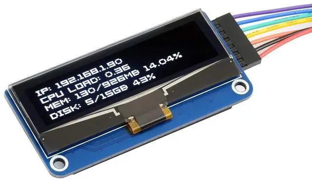 Alt view image 3 of 5 - Waveshare 2.23inch OLED Display HAT for Raspberry Pi 128×32 Pixels with Embedded 1305 Driver Communicating via SPI or I2C Interface.