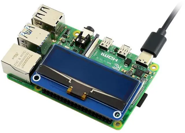 Alt view image 5 of 5 - Waveshare 2.23inch OLED Display HAT for Raspberry Pi 128×32 Pixels with Embedded 1305 Driver Communicating via SPI or I2C Interface.