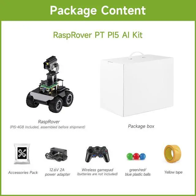 Alt view image 2 of 5 - Waveshare RaspRover Open-Source 4WD AI Robot,Compatible with Raspberry Pi 4B, Dual Controllers, Computer Vision, Comes with Pan-Tilt Module, PI5-4GB Included