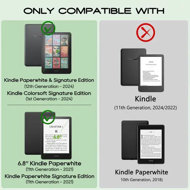 Alt view image 2 of 5 - ZSLVPN Stand Case for 7"/6.8" Kindle Paperwhite(12th/11th Gen-2024/2021) and Kindle Colorsoft Signature Edition - Slim Durable PU Leather New Cover with Hand Strap, Auto Wake/Sleep, Card Slot