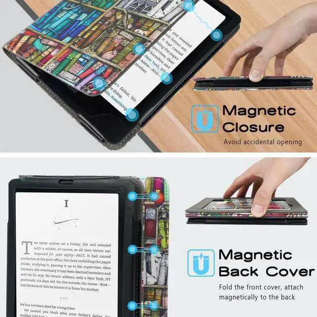 Alt view image 4 of 5 - ZSLVPN Stand Case for 7"/6.8" Kindle Paperwhite(12th/11th Gen-2024/2021) and Kindle Colorsoft Signature Edition - Slim Durable PU Leather New Cover with Hand Strap, Auto Wake/Sleep, Card Slot