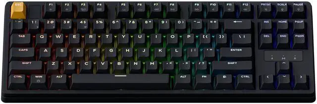 Main image of JamesDonkey J4 Wireless Custom Mechanical Keyboard, 2.4 GHz Bluetooth QMK 80% Layout RGB, Hot-swappable Banana Switch Compatible with Mac Windows Linux, 3750mAh Fast Charge Battery for Gaming - Black