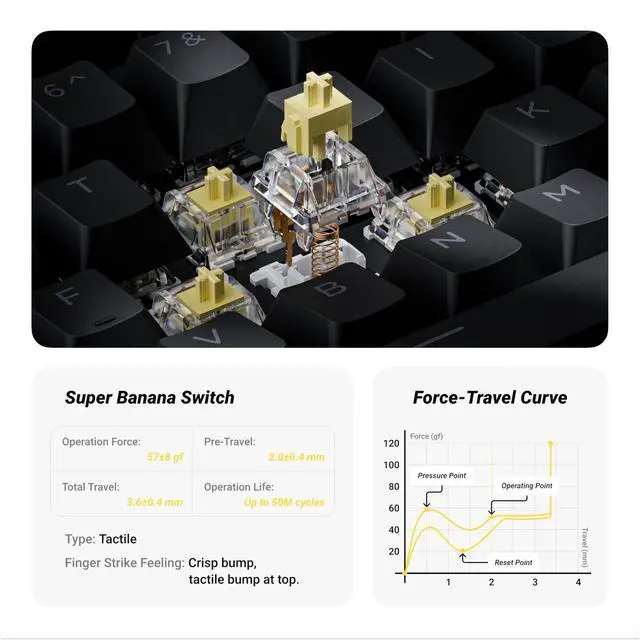 Alt view image 5 of 5 - JamesDonkey J4 Wireless Custom Mechanical Keyboard, 2.4 GHz Bluetooth QMK 80% Layout RGB, Hot-swappable Banana Switch Compatible with Mac Windows Linux, 3750mAh Fast Charge Battery for Gaming - Black