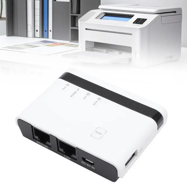 Alt view image 4 of 5 - Wireless Print Server with 4 USB Sharing, Multi Mode (Wired / 2.4G WiFi/Standalone), Easy Setup, 100Mbps LAN, Plug and Play for & (White)