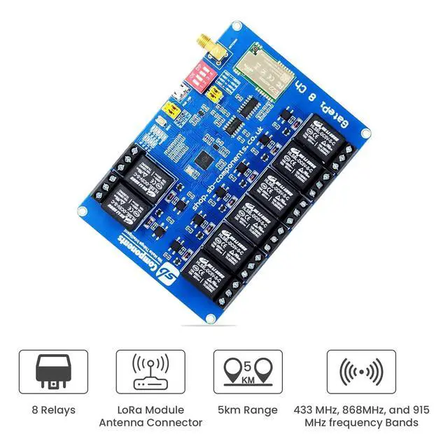 Alt view image 3 of 5 - GatePi 8 Channel - LoRa Based Relay Board 8 Channel Relay with LoRa Module Based on Raspberry Pi 2040 Smart Data Transmission LoRa Module, Transmission up to 5 KM (915MHz)