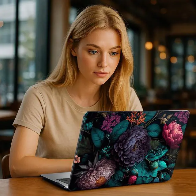 Alt view image 2 of 5 - Yebiseven for M1 MacBook Air 13 inch Case 2021 2020 2019 2018 Model A2337/A2179/A1932, Laptop Hard Shell Case with Keyboard Cover & Trackpad Protector & 2 OTG Adapters, Vibrant Flower