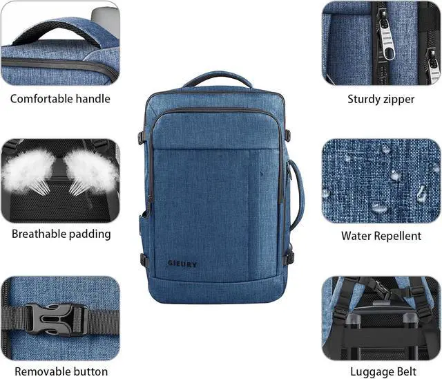 Alt view image 3 of 5 - 55L Extra Large Travel Backpack for Men & Women, 60L Expandable Big Capacity For Airplanes, Travel Gifts for Men Women, Carry On Backpack Fits 18.4 Inch Laptop, Luggage Suitcase Daypack Bag, Blue