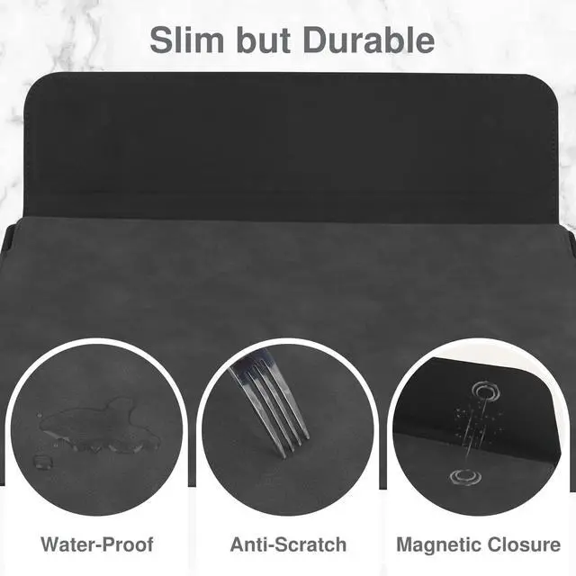 Alt view image 4 of 5 - Allinside 13-14 Inch Laptop Sleeve Case for MacBook Pro 14" 2021-2024/MacBook Air 13" 2010-2017/MacBook Pro 13" 2010-2015, Waterproof PU Leather Sleeve Cover with Stand & Accessory Pouch, Black