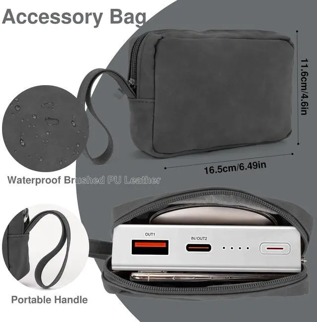 Alt view image 5 of 5 - Allinside 13-14 Inch Laptop Sleeve Case for MacBook Pro 14" 2021-2024/MacBook Air 13" 2010-2017/MacBook Pro 13" 2010-2015, Waterproof PU Leather Sleeve Cover with Stand & Accessory Pouch, Black