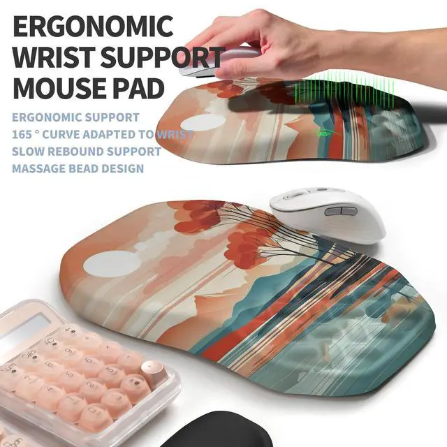 Alt view image 3 of 5 - Gleamtide 2-in-1 Ergonomic Set, Wave Keyboard Wrist Rest and Massage Slope Mouse Pad Wrist Support, Rebound Memory Foam for Relieve Carpal Tunnel Syndrome and Wrist Pain (Landscape)