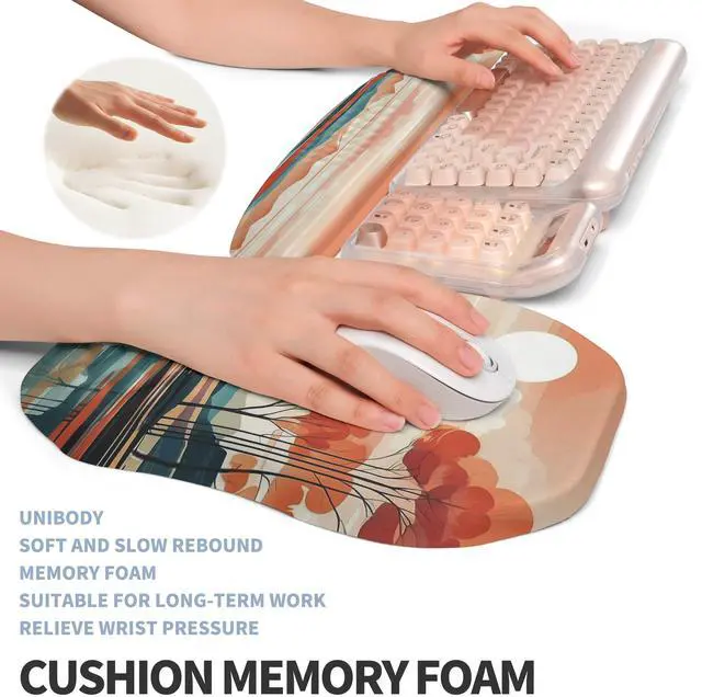 Alt view image 4 of 5 - Gleamtide 2-in-1 Ergonomic Set, Wave Keyboard Wrist Rest and Massage Slope Mouse Pad Wrist Support, Rebound Memory Foam for Relieve Carpal Tunnel Syndrome and Wrist Pain (Landscape)