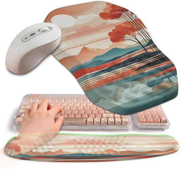 Main image of Gleamtide 2-in-1 Ergonomic Set, Wave Keyboard Wrist Rest and Massage Slope Mouse Pad Wrist Support, Rebound Memory Foam for Relieve Carpal Tunnel Syndrome and Wrist Pain (Landscape)