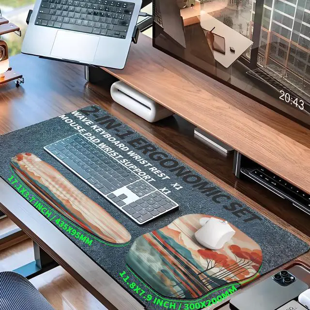 Alt view image 5 of 5 - Gleamtide 2-in-1 Ergonomic Set, Wave Keyboard Wrist Rest and Massage Slope Mouse Pad Wrist Support, Rebound Memory Foam for Relieve Carpal Tunnel Syndrome and Wrist Pain (Landscape)