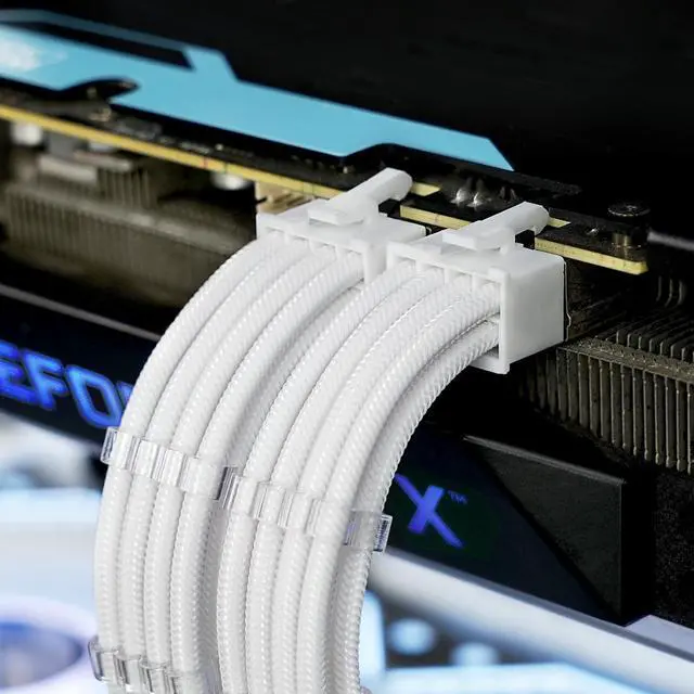 Alt view image 5 of 5 - Sirlyr PSU Cable Extension Kit,Bright White Sleeved PC Cables Extensions,24Pin ATX x1 8Pin EPS x2 8 Pin PCI-E x2,Gold-Plated Pins for GPU Power Supply with Pre-Install Cable Combs,5 Kits