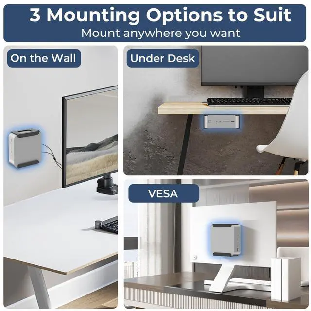 Alt view image 3 of 5 - Mini PC Mount Compatible with Beelink GTi12, GTi12 Ultra, GTi13, GTi13 Ultra, GTi14, GTi14 Ultra Mini PC, Vesa/Wall/Under Desk, Mount for Beelink, Easy to Install, with Holder, Black