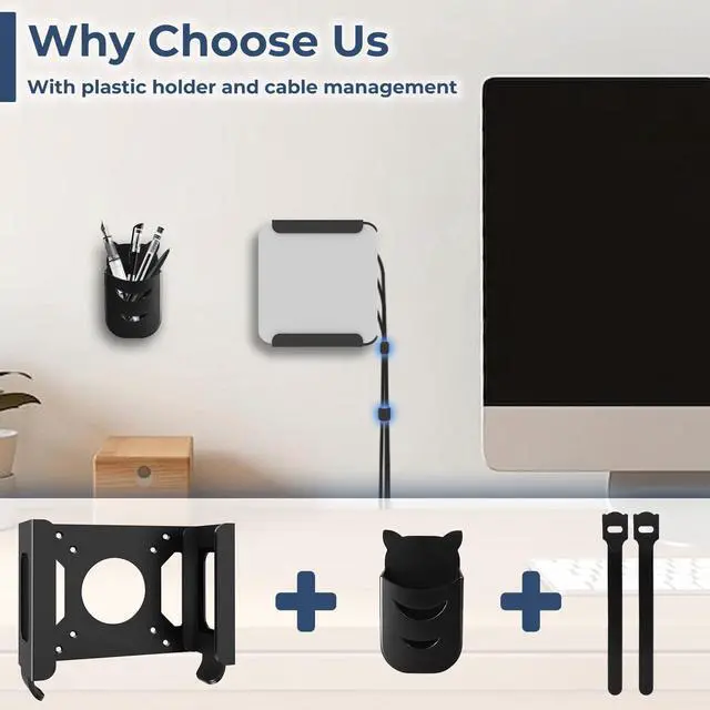 Alt view image 4 of 5 - Mini PC Mount Compatible with Beelink GTi12, GTi12 Ultra, GTi13, GTi13 Ultra, GTi14, GTi14 Ultra Mini PC, Vesa/Wall/Under Desk, Mount for Beelink, Easy to Install, with Holder, Black