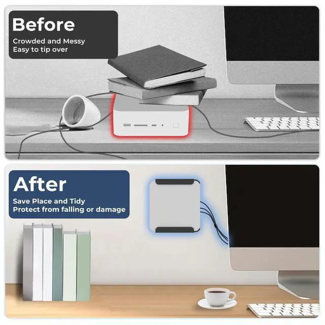 Alt view image 5 of 5 - Mini PC Mount Compatible with Beelink GTi12, GTi12 Ultra, GTi13, GTi13 Ultra, GTi14, GTi14 Ultra Mini PC, Vesa/Wall/Under Desk, Mount for Beelink, Easy to Install, with Holder, Black