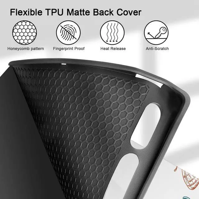 Alt view image 4 of 5 - Tuiklol Tablet Case for Samsung Tab S10 Ultra (2024 Release) / Tab S9 Ultra 14.6 Inch (2023 Release), Built-on Pencil Holder Slim Hard Shell Case Trifold Stand Cover Auto Wake/Sleep, Vector Flower