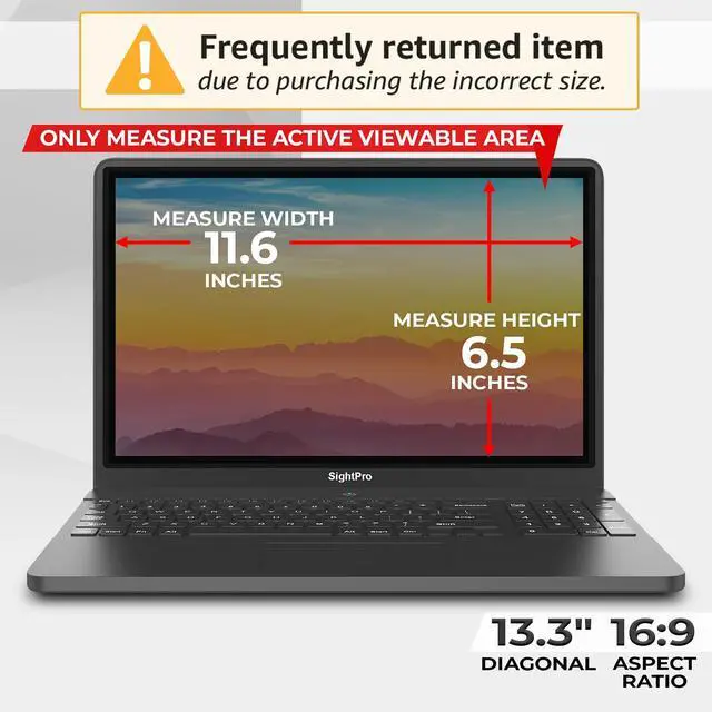 Alt view image 2 of 5 - SightPro Magnetic Laptop Privacy Screen 13.3 Inch 16:9 - Removable Computer Privacy Filter Shield and Protector