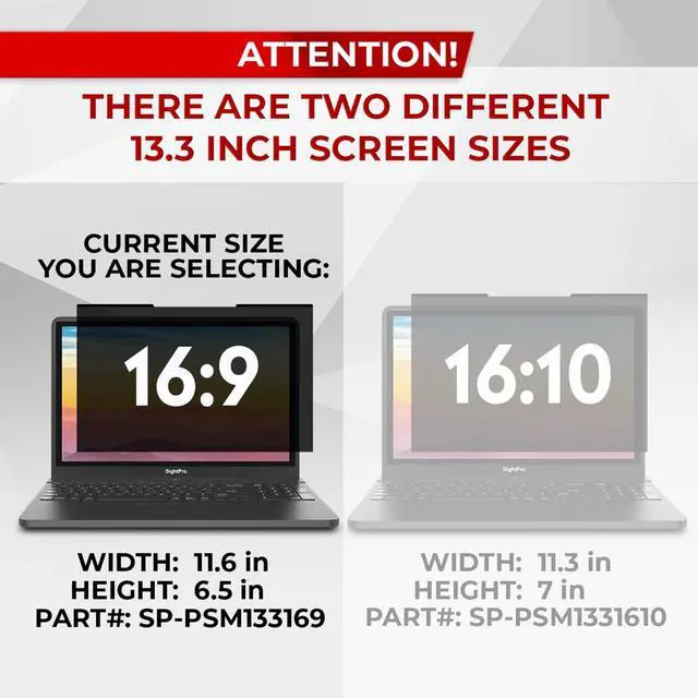 Alt view image 3 of 5 - SightPro Magnetic Laptop Privacy Screen 13.3 Inch 16:9 - Removable Computer Privacy Filter Shield and Protector