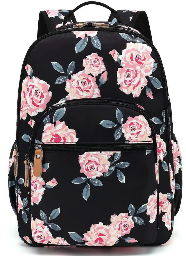 Main image of H HIKKER-LINK Womens Floral Laptop Backpack College Shoulder Bag Travel Hiking Daypack
