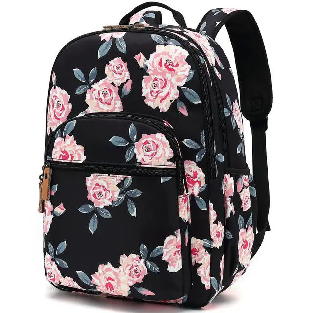 Alt view image 2 of 5 - H HIKKER-LINK Womens Floral Laptop Backpack College Shoulder Bag Travel Hiking Daypack