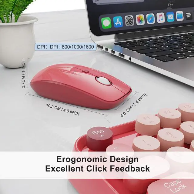 Alt view image 4 of 5 - Wireless Keyboard and Mouse Combo, 2.4GHz Colorful Keyboard for Office Computer PC Desktops Laptop (104 Keys-Rose Pink)