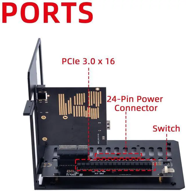 Alt view image 4 of 5 - VIKINYEE eGPU Enclosure Supports Thunderbolt 3/4 USB4, Compatible with NVIDIA AMD Graphics Card GPU and PCIe Cards, Support PD 85W Charging, ATX PSU (VK-Y960)