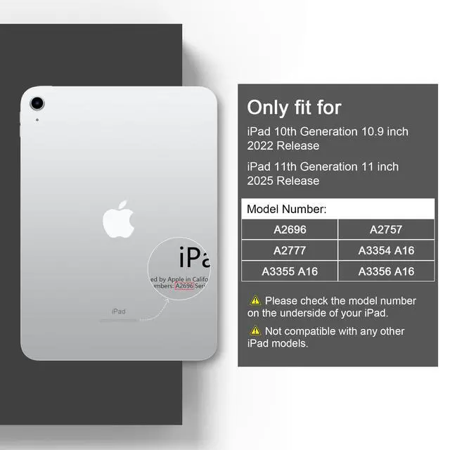 Alt view image 2 of 5 - DONGKE for iPad 11th Generation Case 11 Inch 2025 (A16 Chip) & iPad 10th Generation 10.9 Inch 2022, Slim Foldable Stand Hard PC Translucent Back Shell Smart Cover - [Auto Wake/Sleep] - Post Stamps