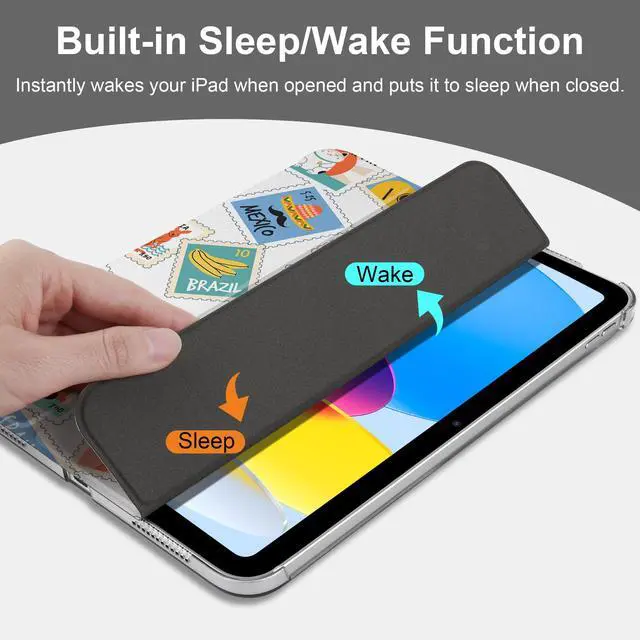 Alt view image 5 of 5 - DONGKE for iPad 11th Generation Case 11 Inch 2025 (A16 Chip) & iPad 10th Generation 10.9 Inch 2022, Slim Foldable Stand Hard PC Translucent Back Shell Smart Cover - [Auto Wake/Sleep] - Post Stamps