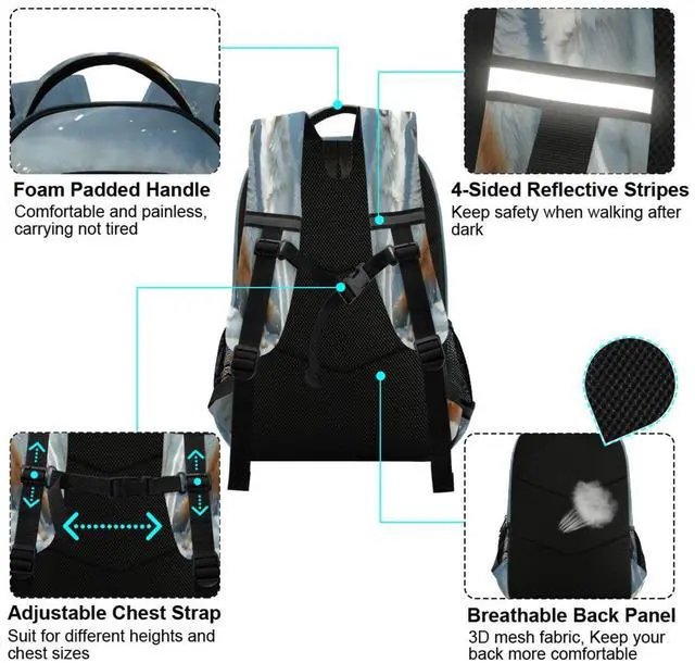 Alt view image 5 of 5 - Arctic Wolf and Fox Backpacks Travel Laptop Daypack School Book Bag for Men Women Teens Kids