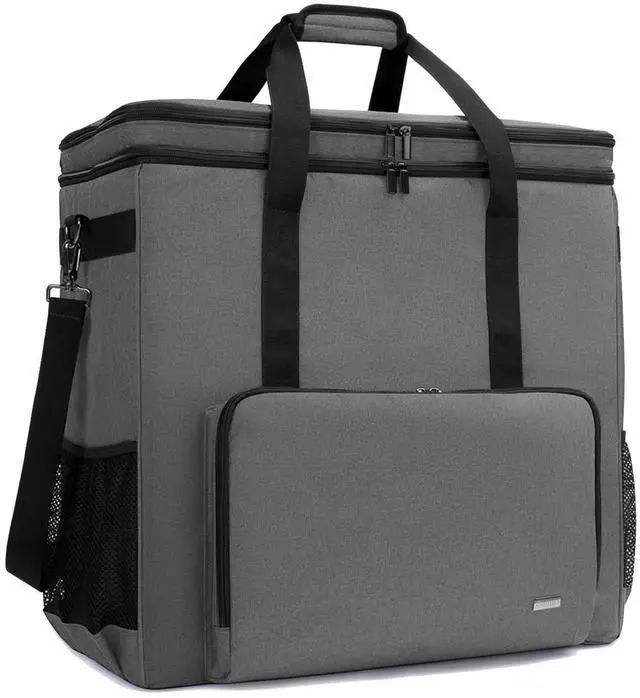 Main image of CURMIO Dual-Layer PC Carrying Case, Desktop Travel Bag with Removable Bottom Board for PC Tower, Keyboard, Mouse, Bag Only, Grey