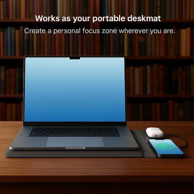 Alt view image 4 of 5 - nexxtech 4-in-1 Laptop Sleeve/Case with Mag Safe Charging, PU Leather (13-14inch) Tech Folio | Black | Soft Shell (Foldable)