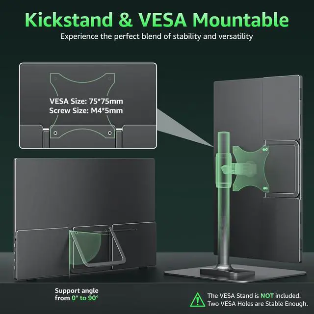 Alt view image 4 of 5 - cocopar Portable Monitor 15.6'' 1080P 60Hz 85% sRGB IPS Travel Monitor with USB-C HDMI Portable Screen for Laptop MacBook Surface PC PS4/5 External Display with Kickstand, VESA Mountable