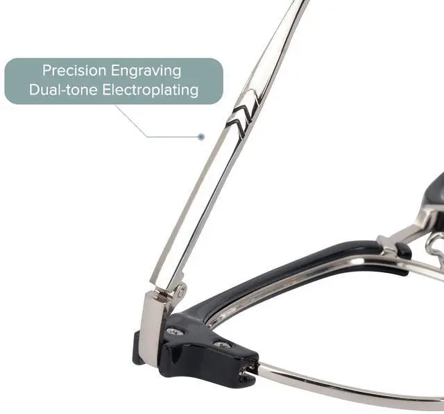 Alt view image 2 of 5 - HOKETOP Blue Light Blocking Glasses for Women/Men Anti-Fatigue Computer Monitor Gaming Glasses Prevent Headaches Glasses, Arrow Browline Silver/Black