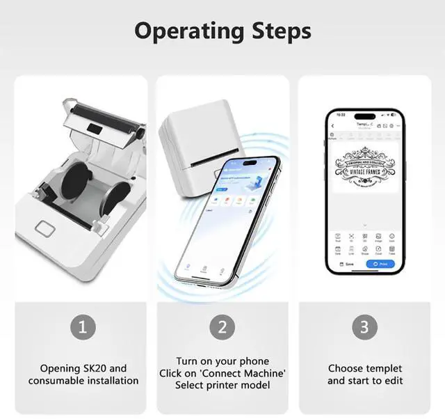 Alt view image 4 of 5 - KAYSION The SK20 Thermal Printer is Lightweight at 212g, Easy to Carry, and Pocket-Sized. Its eco-Friendly, Mess-Free, and Needs no Ink cartridgesPerfect Printing(White)