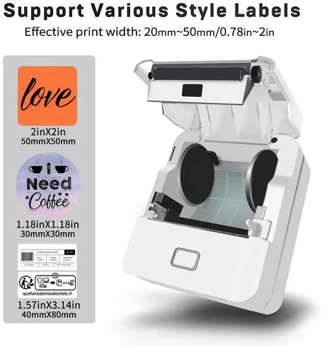 Alt view image 5 of 5 - KAYSION The SK20 Thermal Printer is Lightweight at 212g, Easy to Carry, and Pocket-Sized. Its eco-Friendly, Mess-Free, and Needs no Ink cartridgesPerfect Printing(White)