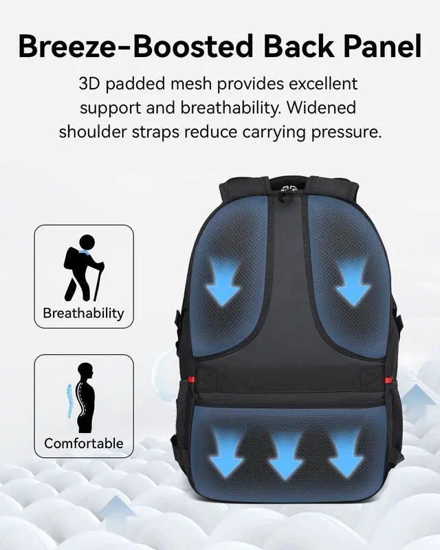 Alt view image 5 of 5 - CROSSGEAR Travel Laptop Backpack for Men, 15.6-Inch Large Computer Business Backpack, Multi-pocket, USB Port, Breathable Padded, Water Resistant Work Casual Daypacks