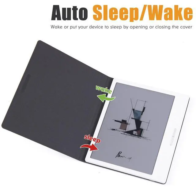 Alt view image 2 of 5 - LaoShuSheng Magnetic Case for 7" Onyx Boox Tablet Go 7/Go 7 Color Series (1/2th Gen,2024/2025) /Boox Page - Ultra-Thin Lightweight Leather Book Folio Cover with Auto Sleep/Wake (Advanced Grey)