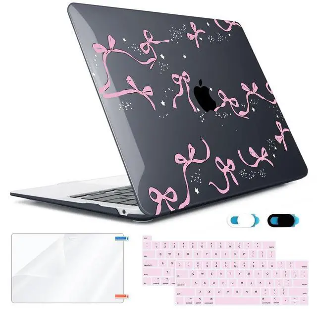 Main image of HOHAIYOO Compatible with MacBook Pro 13 inch Case M2 2024 2023 2022-2016 A2338 M1 A2251 A2289 A2159 A1989 A1706, Plastic Hard Shell Case & Keyboard Cover & Screen Protector &Webcam Cover, Bows-b