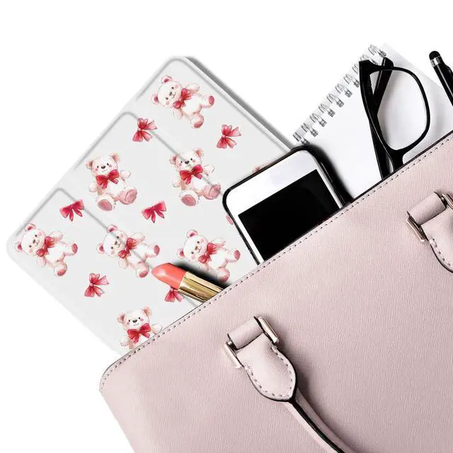 Alt view image 5 of 5 - MAYCARI Teddy Bear Red Bows Fashion Case for iPad 10.9 inch 2022 with Pencil Holder, Original Pattern iPad 10th Generation Soft TPU Back Protective Cover Shell, Auto Sleep/Wake Slim Shell - White