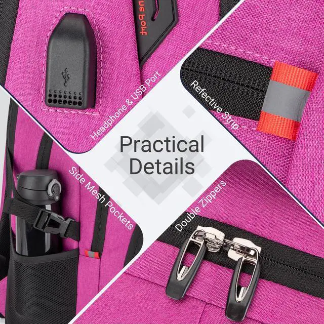 Alt view image 5 of 5 - Velaybor 40L Expandable Laptop Backpack, Anti-thief Travel Backpack with USB Charging Port, Airline Approved Business Waterproof Carry on Luggage, Fits 15.6" Laptop for Men Women