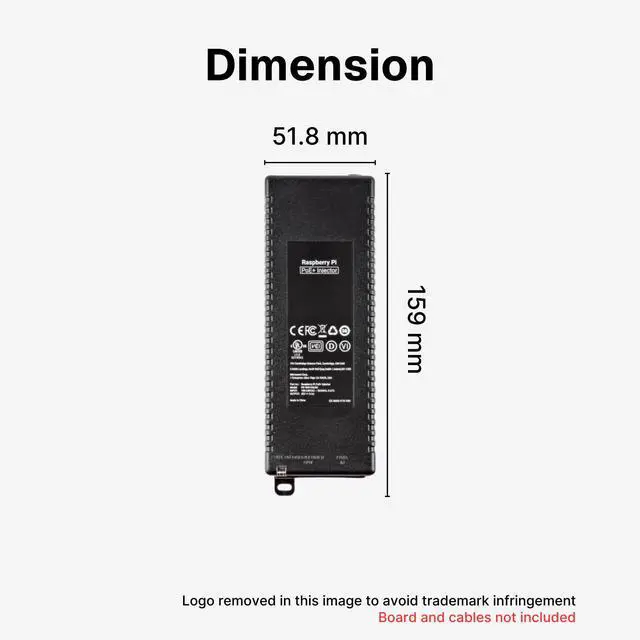 Alt view image 4 of 5 - Pi Official PoE+ Injector - 30W Single-Port Injector, IEEE 802.3af/at, Gigabit Data, IEC Power Input, Compact Design