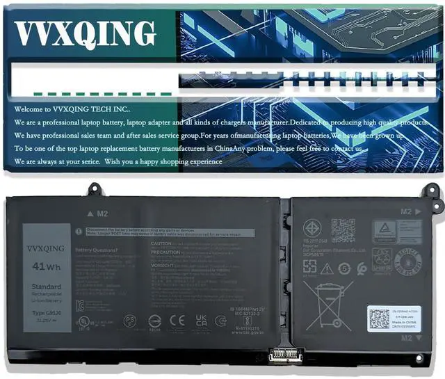 Main image of VVXQING G91J0 Battery Replacement for Dell Latitude 3320 3330 3420 3520 Insp 3510 3511 3515 3525 3530 5310 5410 5418 5510 5518 5515 14 Plus 7420 7415 2-in-1 Vostro 5620 5625 V6W33 TN70C PG8YJ 41WH
