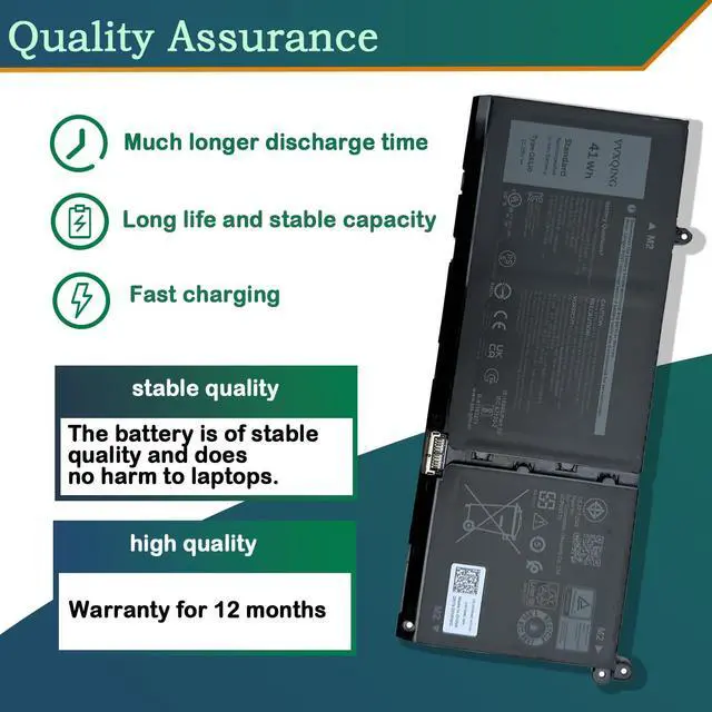 Alt view image 3 of 5 - VVXQING G91J0 Battery Replacement for Dell Latitude 3320 3330 3420 3520 Insp 3510 3511 3515 3525 3530 5310 5410 5418 5510 5518 5515 14 Plus 7420 7415 2-in-1 Vostro 5620 5625 V6W33 TN70C PG8YJ 41WH