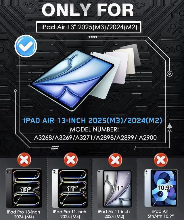 Alt view image 2 of 5 - Azzsy Case for iPad Air 13-inch (M3/M2) 2025/2024, [Built-in Pencil Holder] Heavy Duty Shockproof Rugged High Impact Protective Case for 13 inch iPad Air (2025/2024 Version), Light Blue