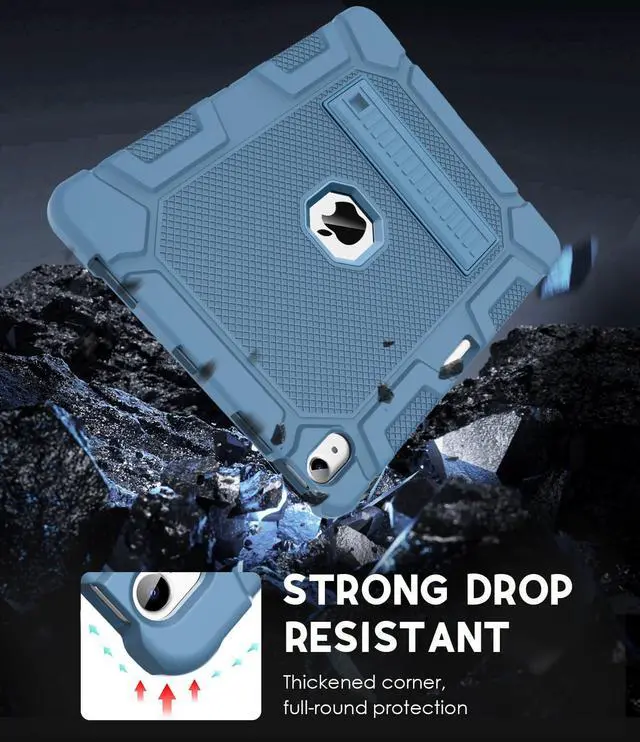 Alt view image 4 of 5 - Azzsy Case for iPad Air 13-inch (M3/M2) 2025/2024, [Built-in Pencil Holder] Heavy Duty Shockproof Rugged High Impact Protective Case for 13 inch iPad Air (2025/2024 Version), Light Blue