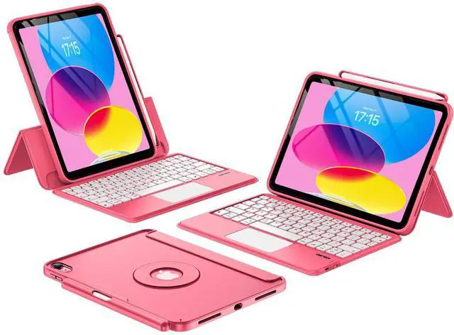 Main image of ProCase Folio Keyboard Case for iPad 11-inch (A16 Chip) 2025 / iPad 10th Generation 10.9" 2022; Magnetic Detachable Protective Cover with Touchpad & Pencil Holder -Pink